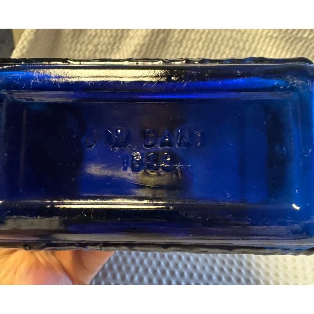 American Legion 50th Anniversary J. W. Dant Whiskey Bottle Decanter Cobalt Blue